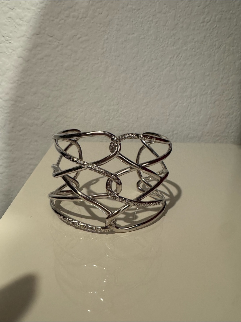 Silver-Tone Crystal Wrap Cuff Bracelet